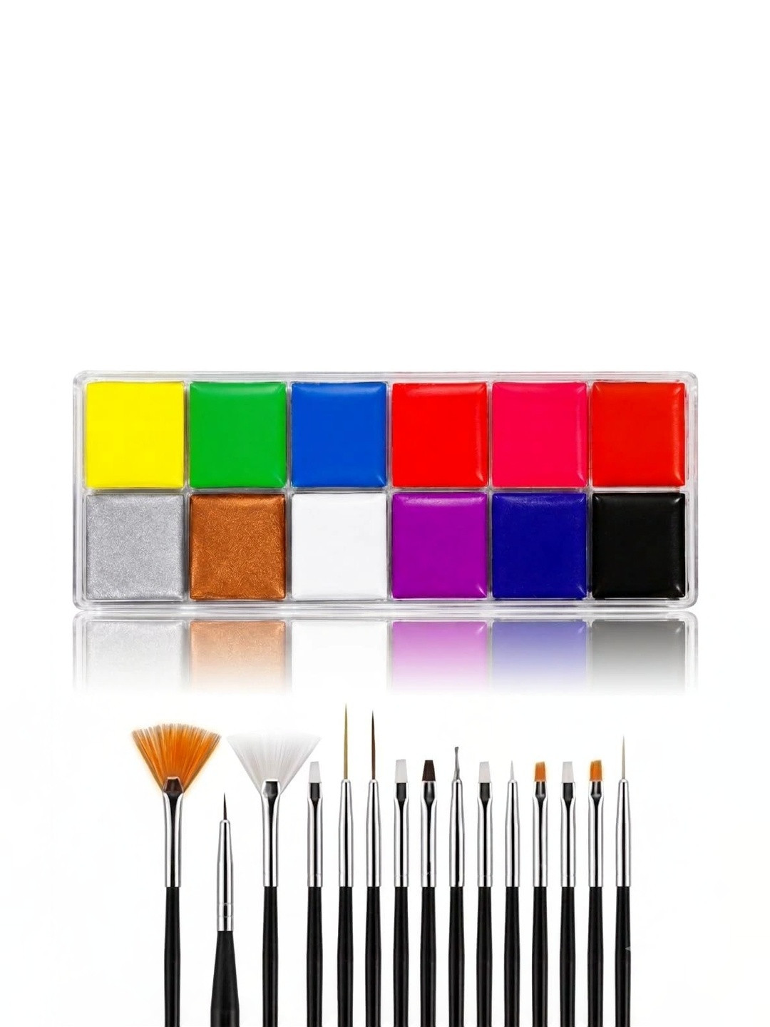 Kira 12 Colors Face Body Paint Palette Oil Based Halloween Kit With 15 Brushes