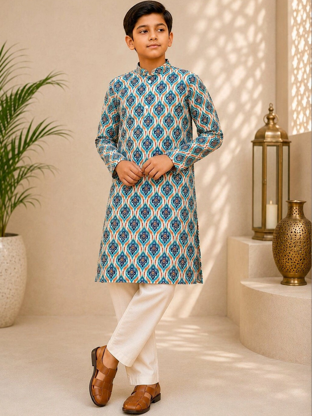JAANYA Boys Ethnic Motifs Printed Regular Kurta with Pyjamas
