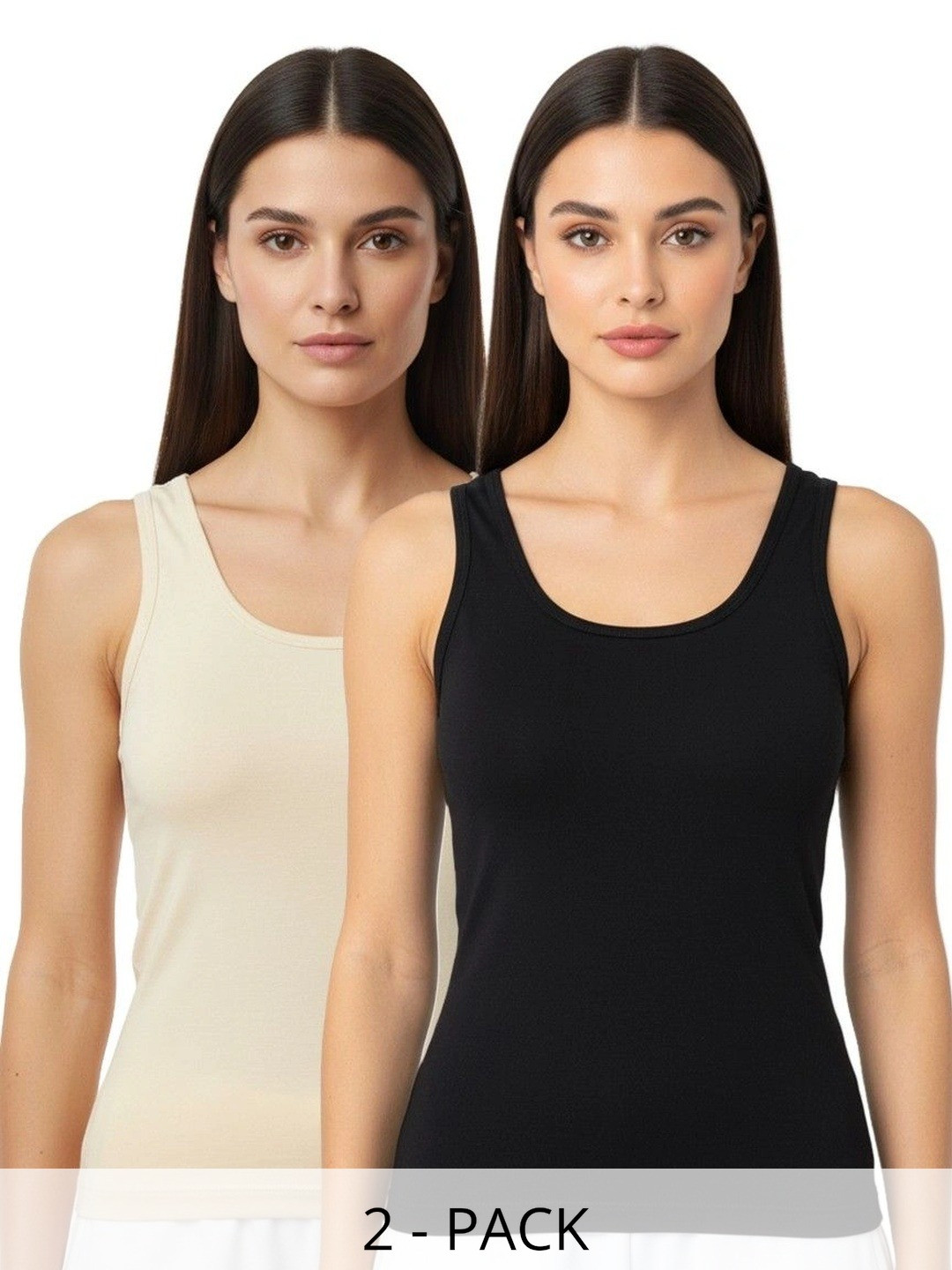 PLEASURE Pack Of 2 Cotton Non Padded Camisoles