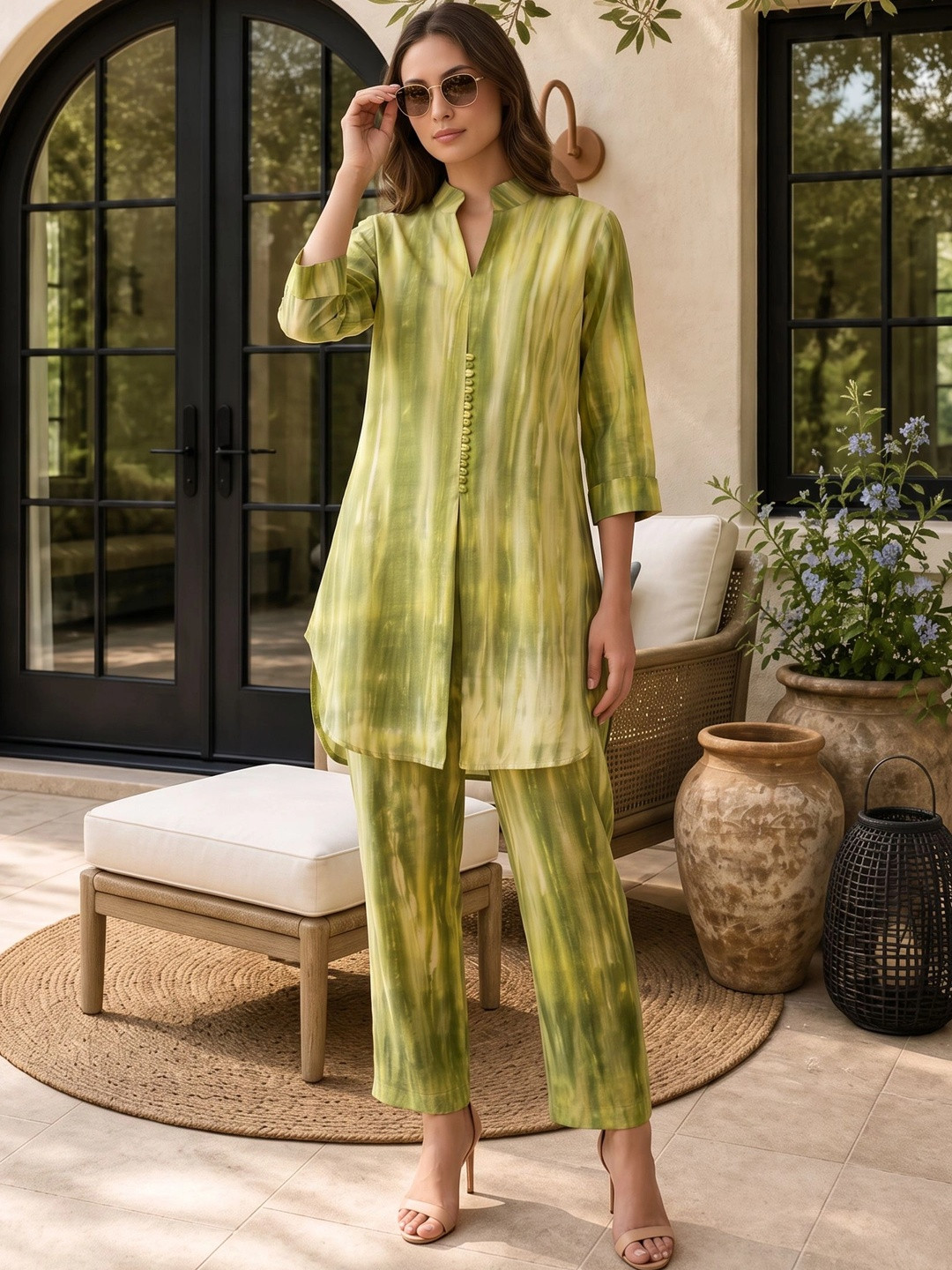 Kirrin Tie and Dye Cotton Dyed Tunic with Trousers
