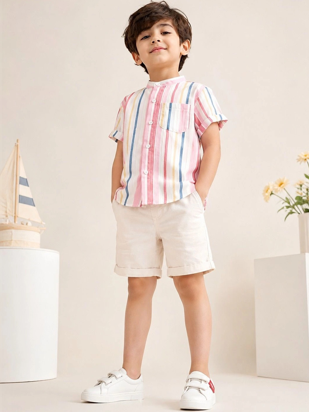 LABHKALA Boys Striped Casual Shirt