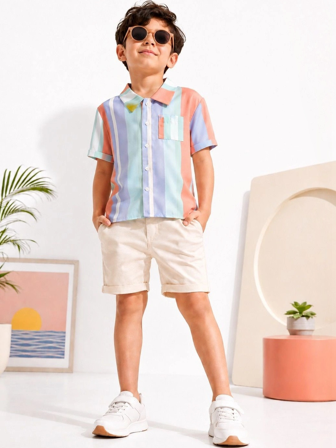 LABHKALA Boys Striped Casual Shirt