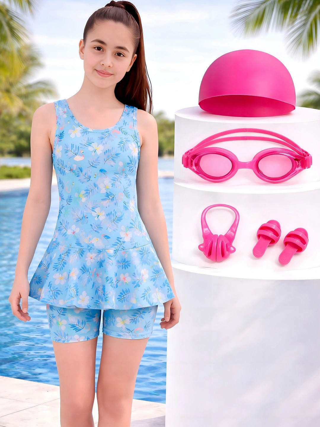 Aster Apparels Printed Round Neck Swimming Dress