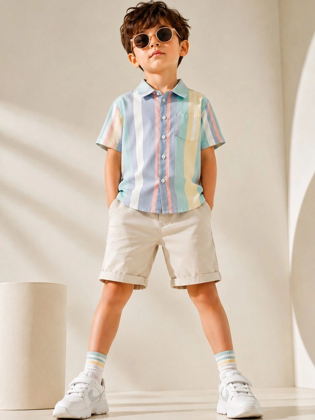 LABHKALA Boys Multi Stripes Striped Casual Shirt