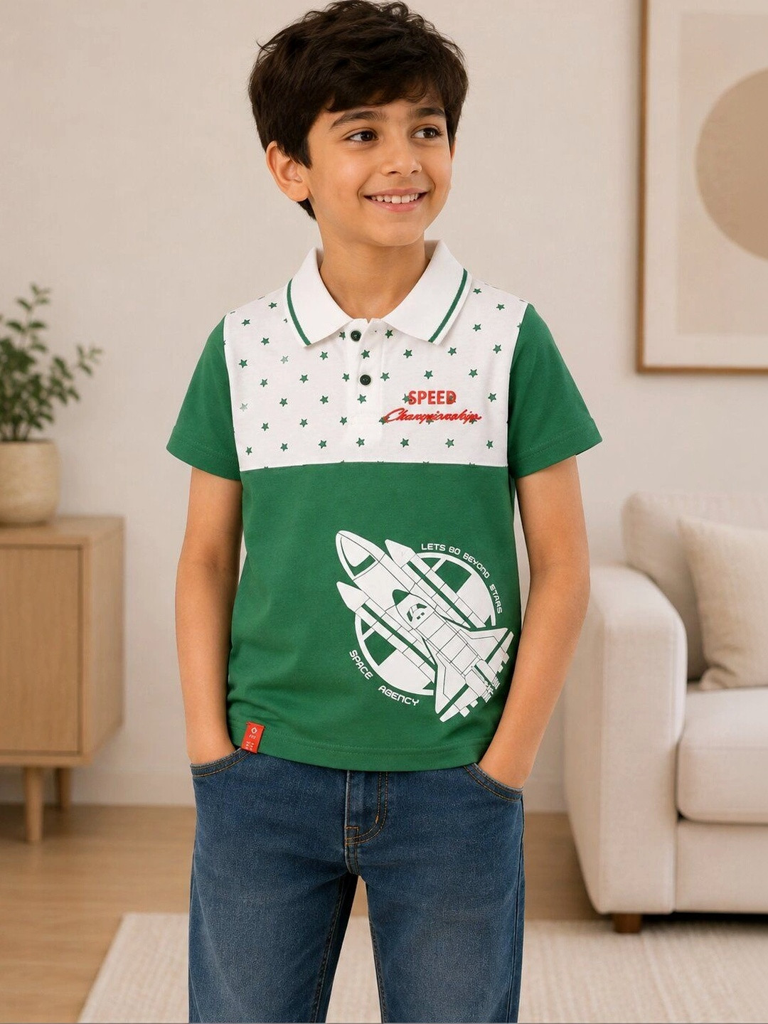 3PIN Boys Colourblocked Polo Collar T-shirt