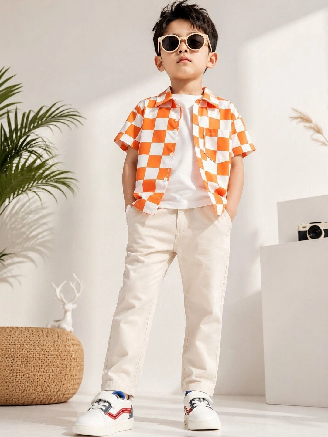 LABHKALA Boys Gingham Checks Checked Casual Shirt