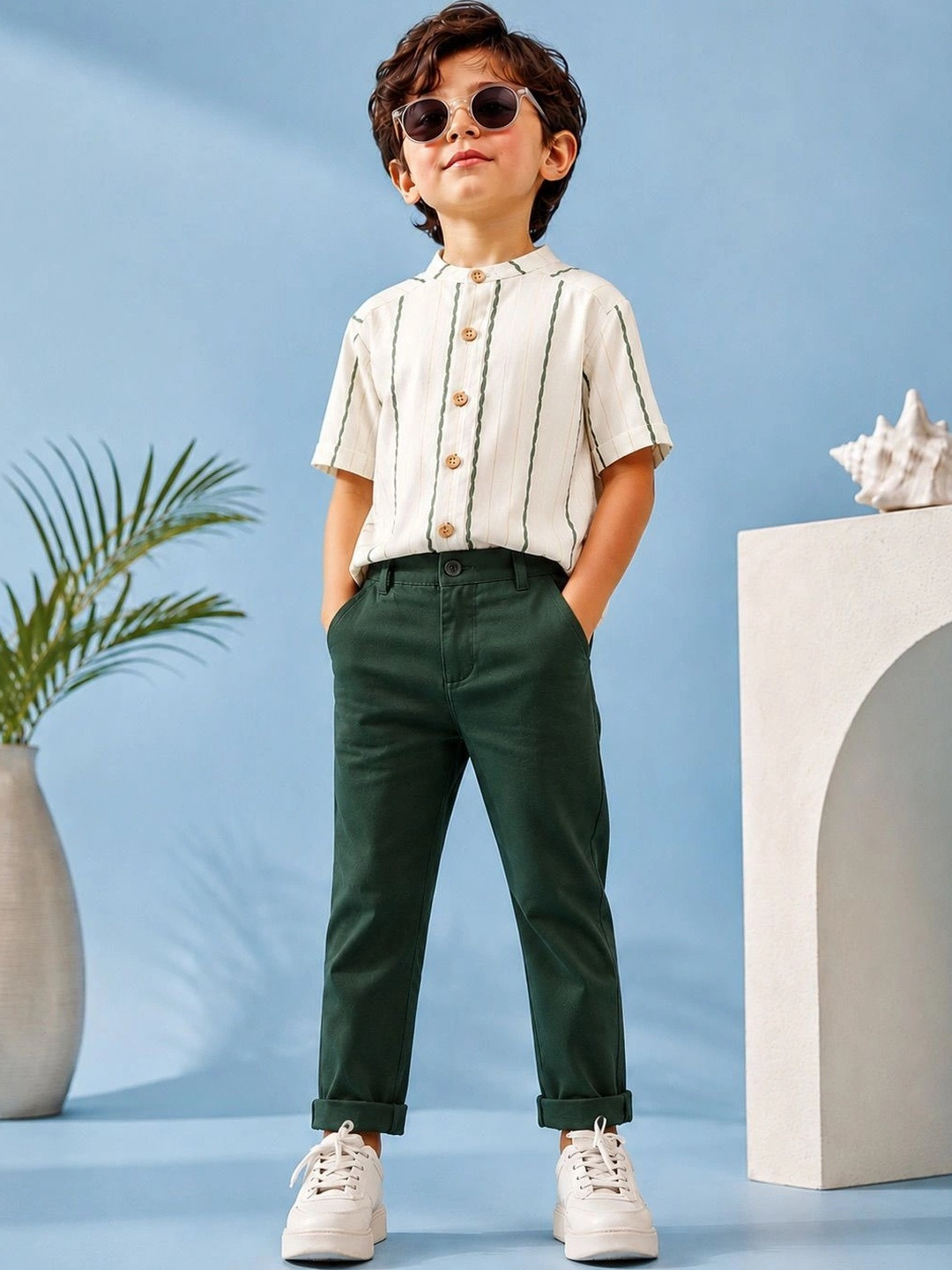 LABHKALA Boys Striped Casual Shirt