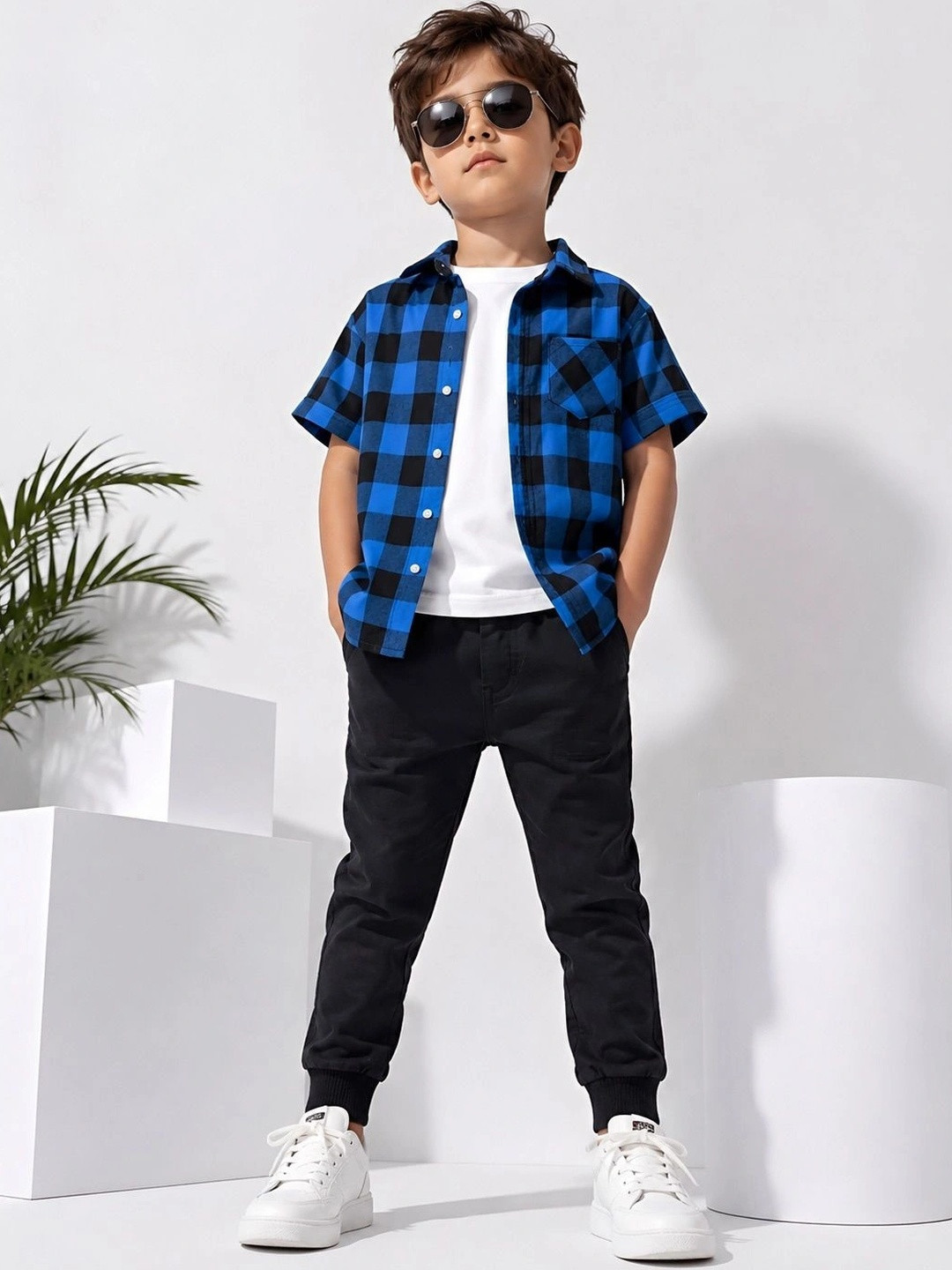 LABHKALA Boys Buffalo Checks Checked Casual Shirt