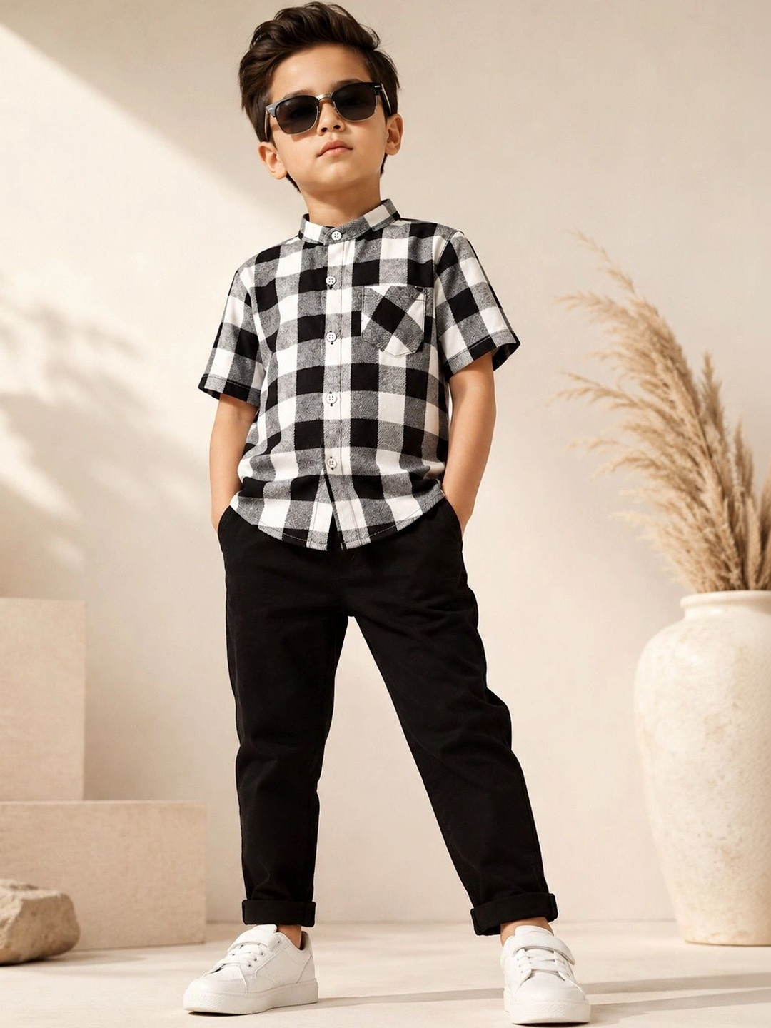 LABHKALA Boys Buffalo Checks Checked Casual Shirt
