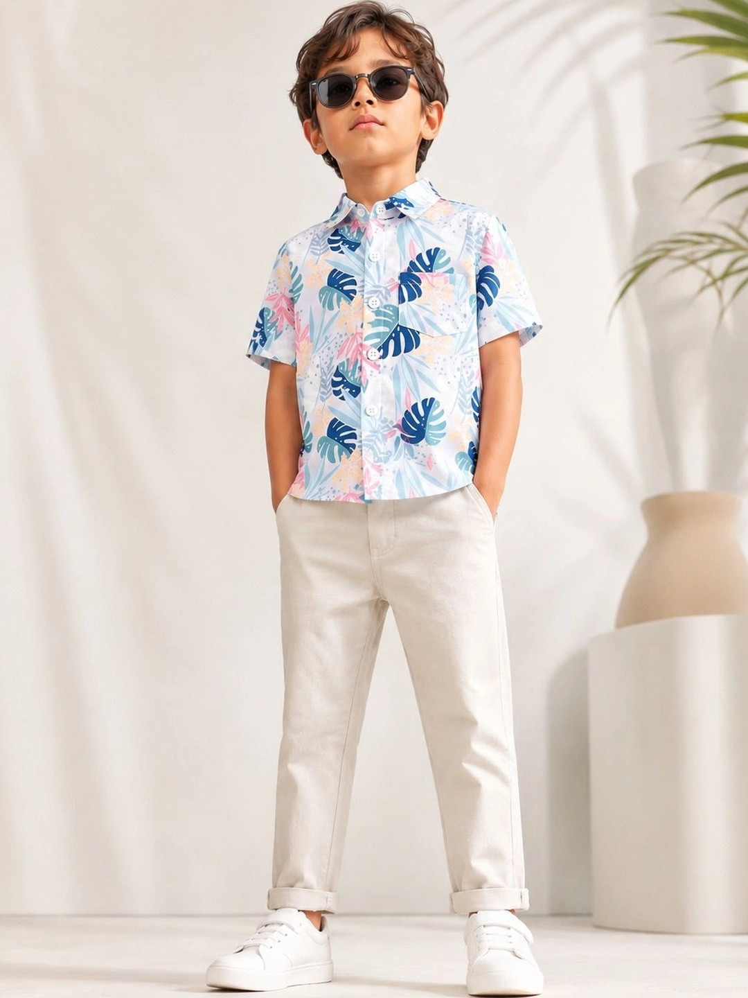 LABHKALA Boys Floral Printed Casual Shirt