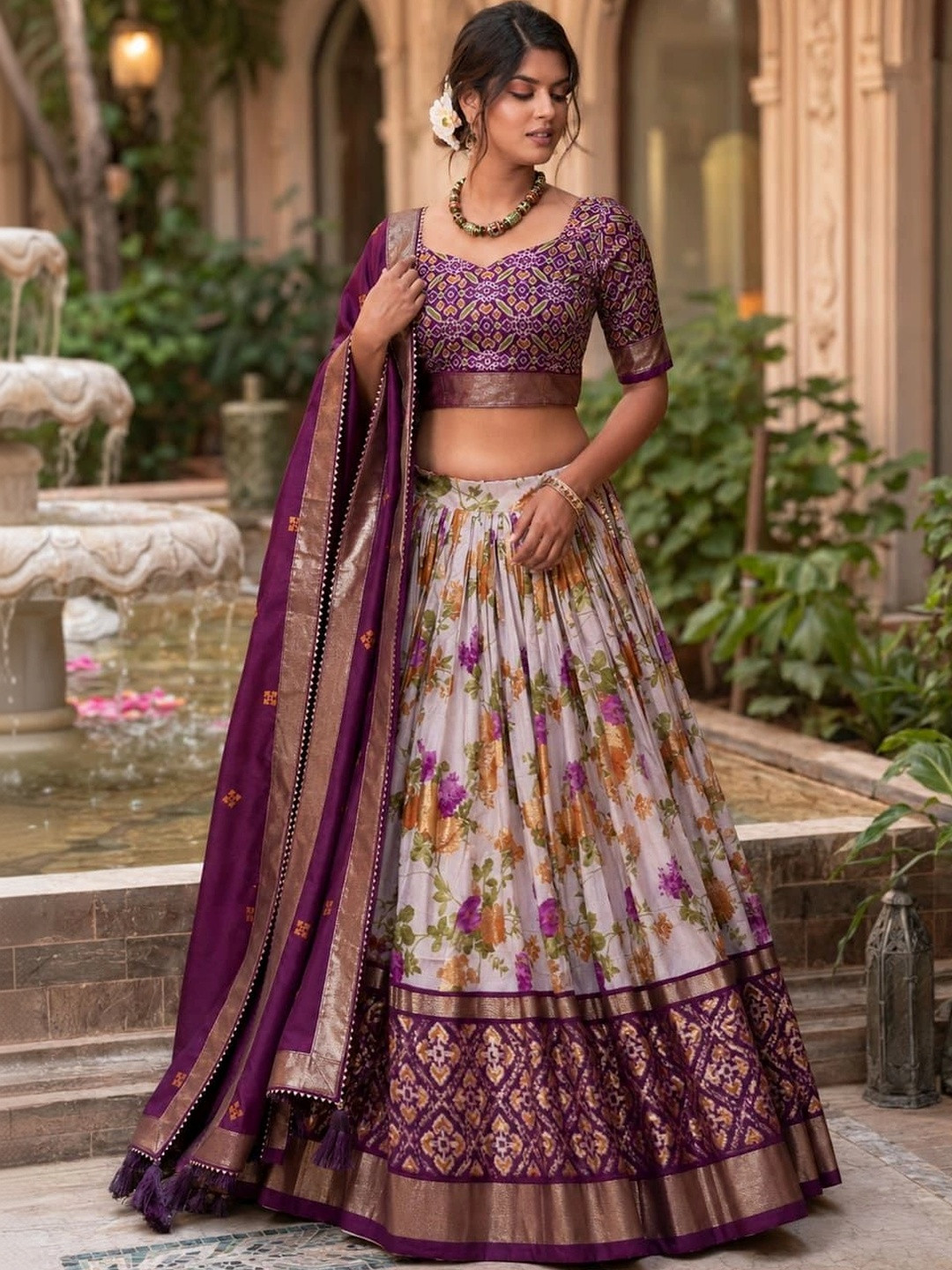 House of Pataudi Semi-Stitched Lehenga & Unstitched Blouse Taping