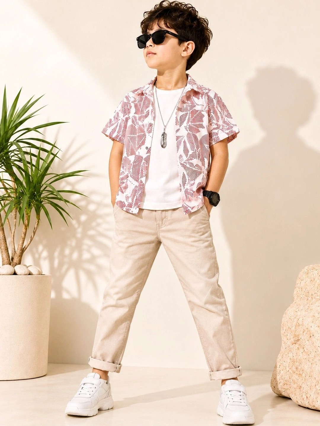 LABHKALA Boys Floral Printed Casual Shirt