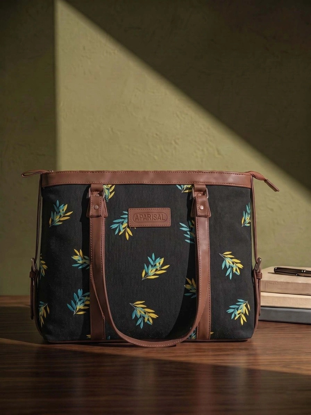 PARISAL Floral Printed Structured Tote Bag