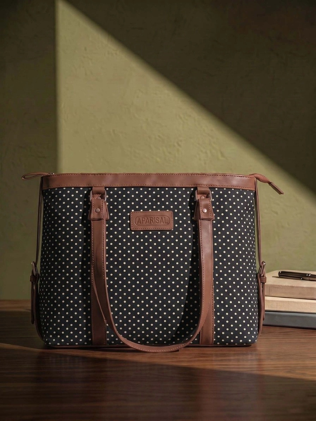 PARISAL Geometric Printed Structured Tote Bag