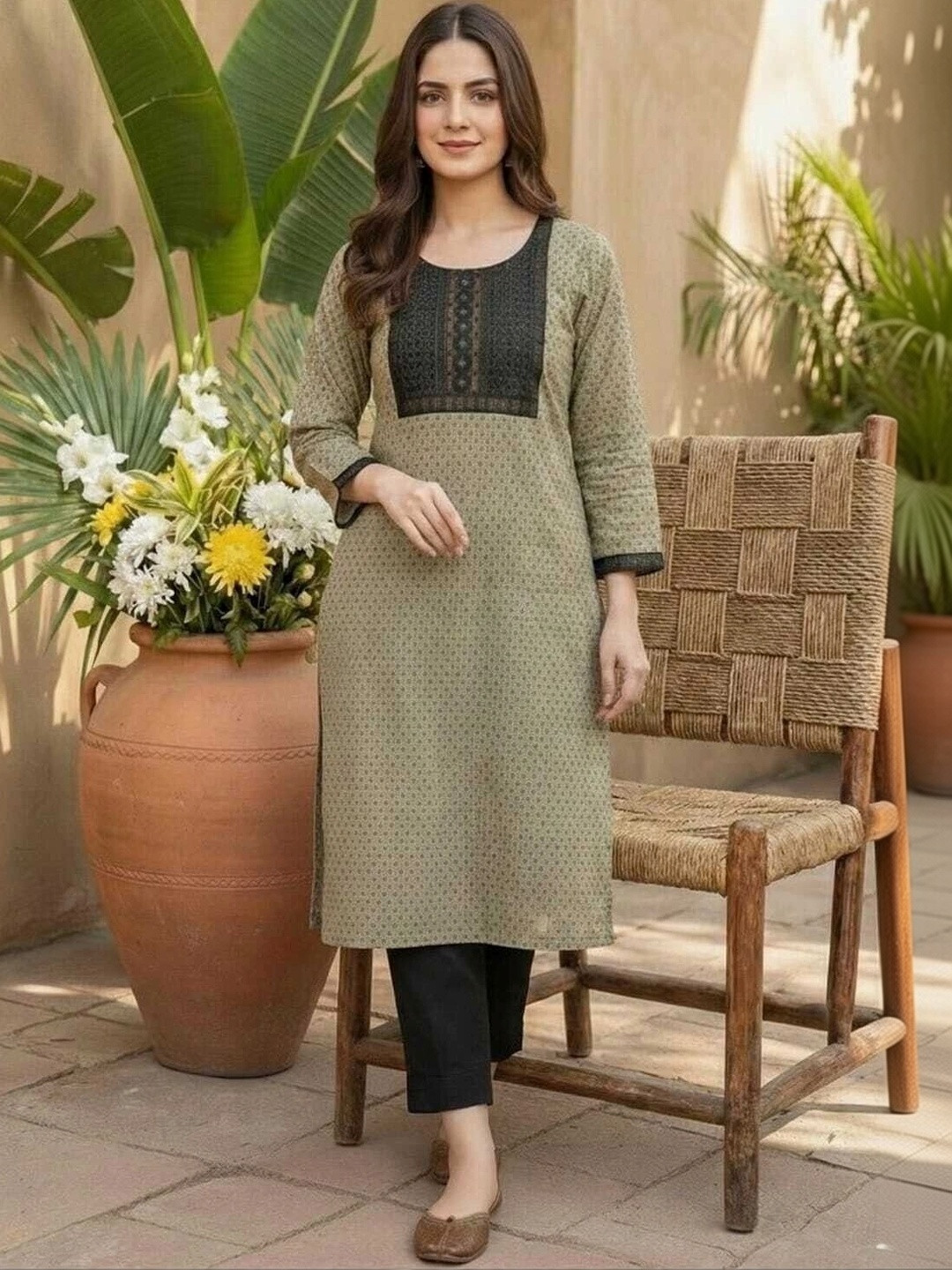 Sypher Boutique Women Ethnic Motifs Printed Regular Pure Cotton Kurta with Trousers