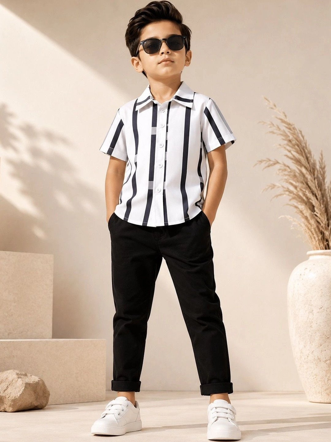 LABHKALA Boys Striped Casual Shirt