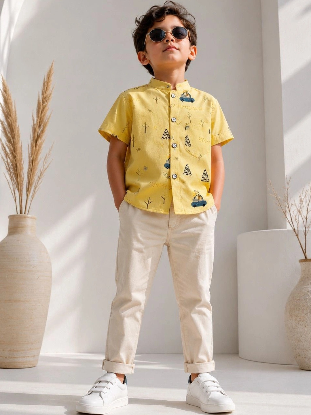 LABHKALA Boys Printed Casual Shirt