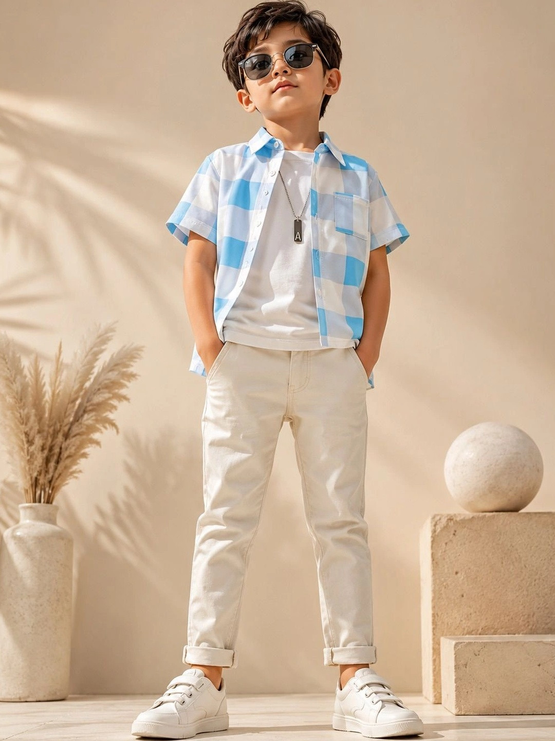 LABHKALA Boys Buffalo Checks Checked Casual Shirt
