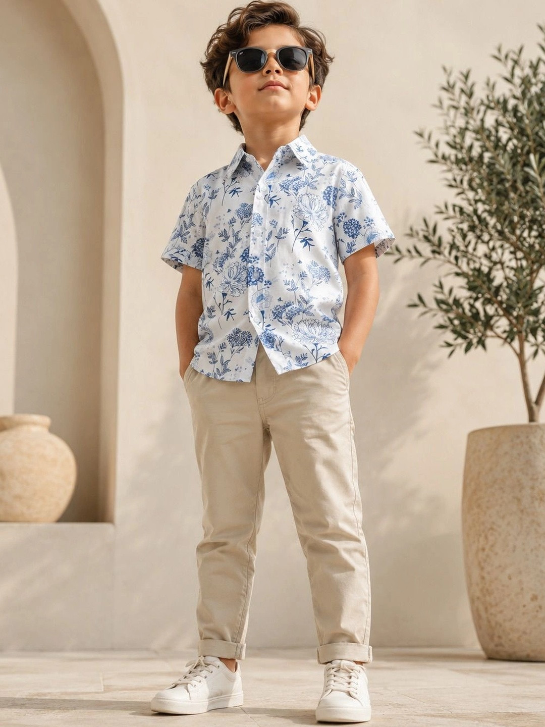 LABHKALA Boys Floral Printed Casual Shirt
