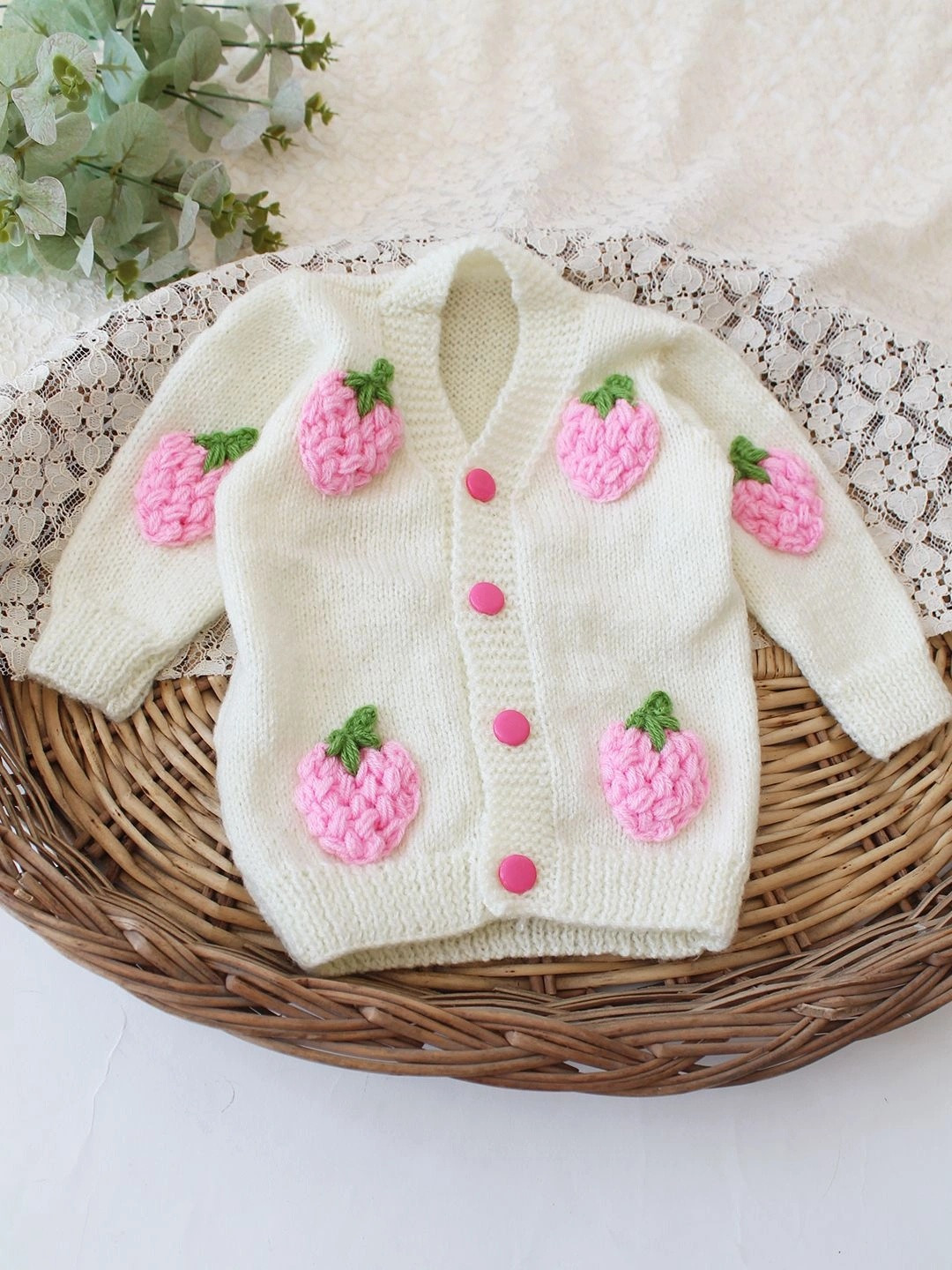 Woonie Unisex Kids Embroidered Cardigan with Applique Detail