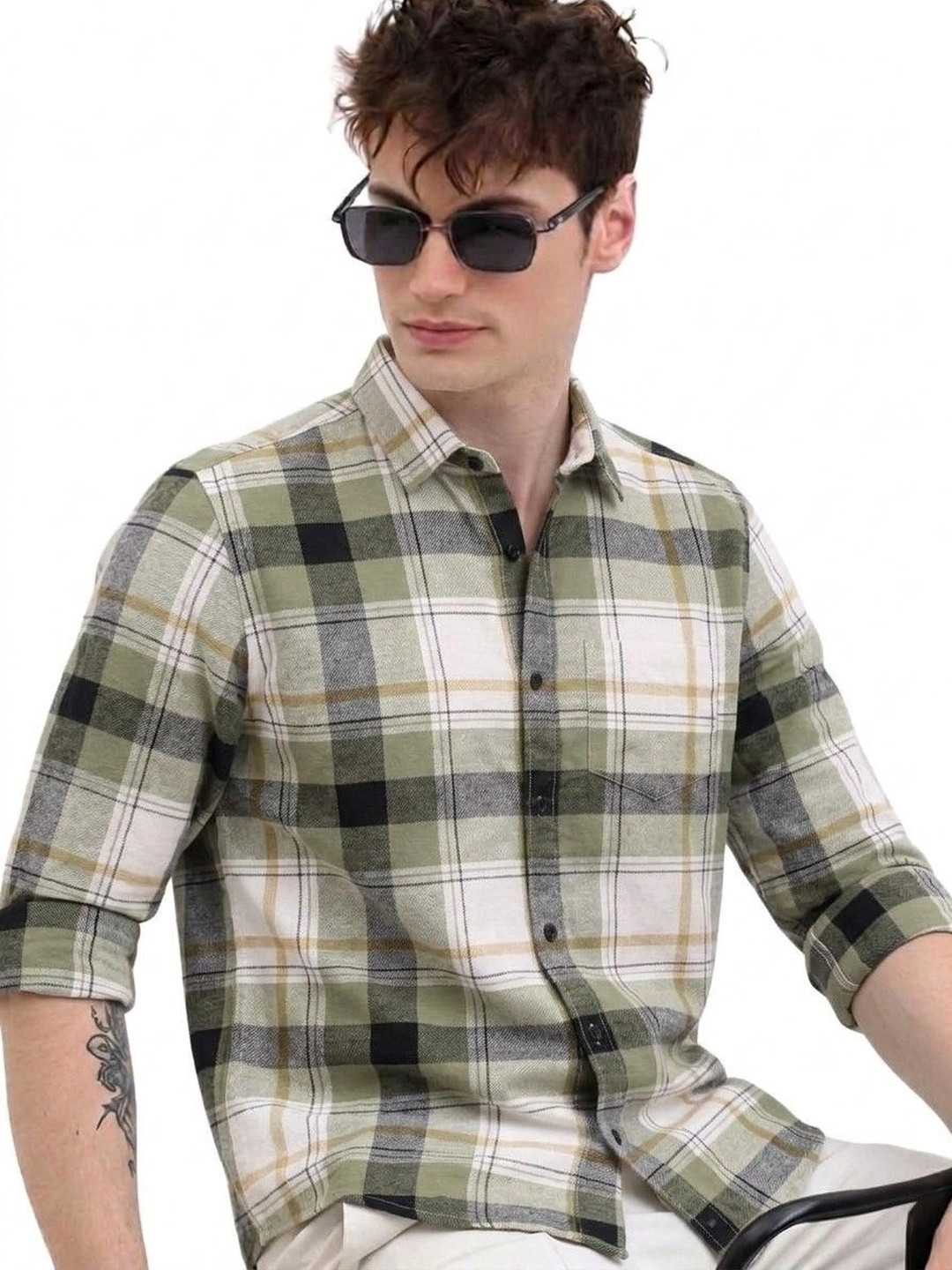 Falconwear Men Tartan Checks Checked Casual Shirt