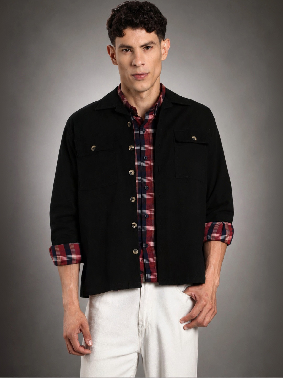 7TH LEGION Men Relaxed Boxy Sheer Casual Shirt