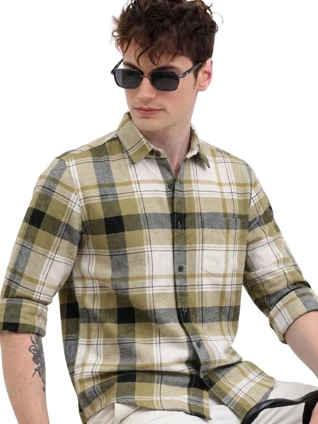 Falconwear Men Tartan Checks Checked Casual Shirt