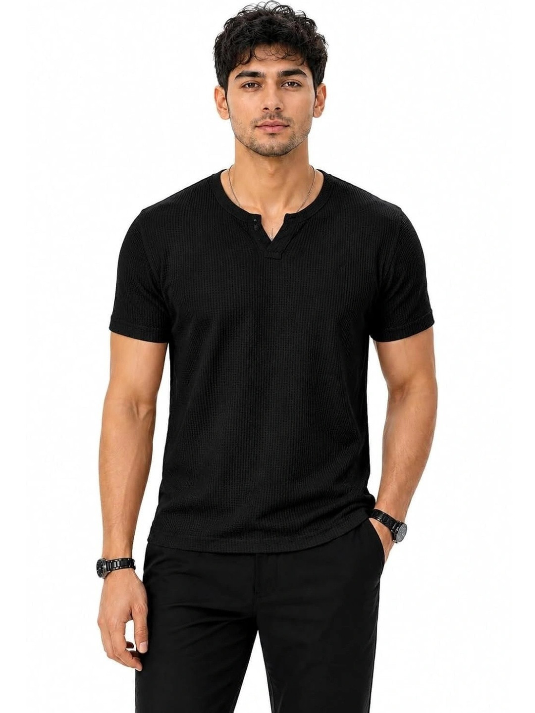 FABRIPPLE Men Henley Neck T-shirt