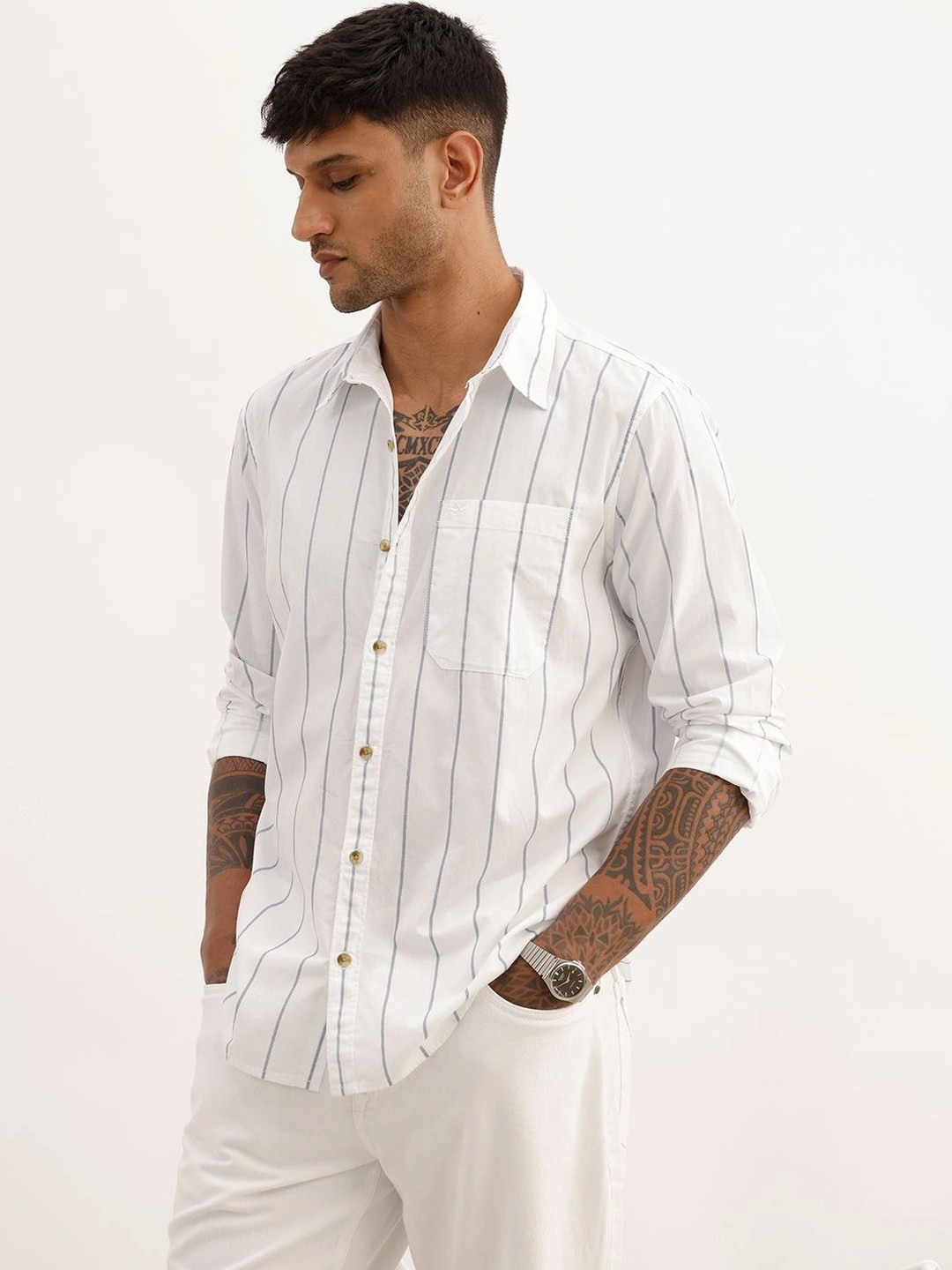 WROGN Men Striped Casual Shirt