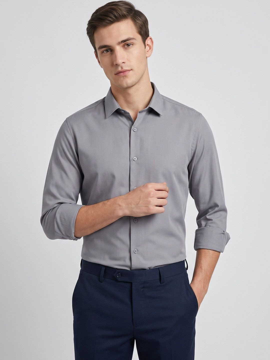 HE SPOKE Men Solid Smart Casual Breathable Wrinkle Free Shirt