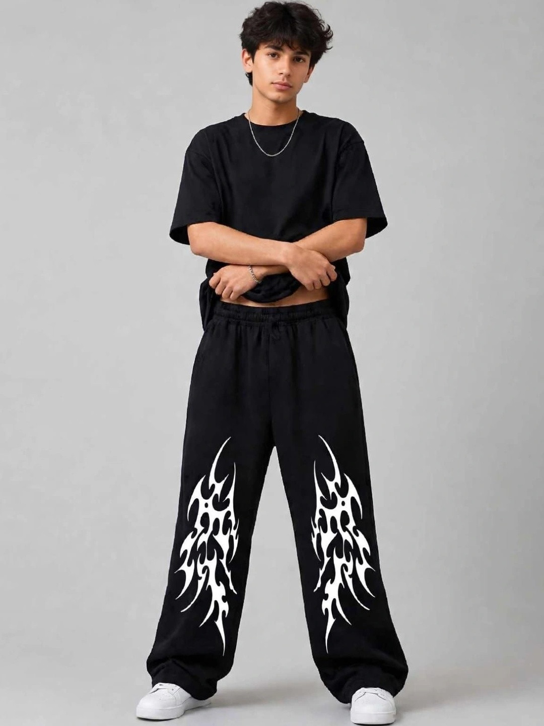Pixel Punk Boys Baggy Graphic Print Track Pants