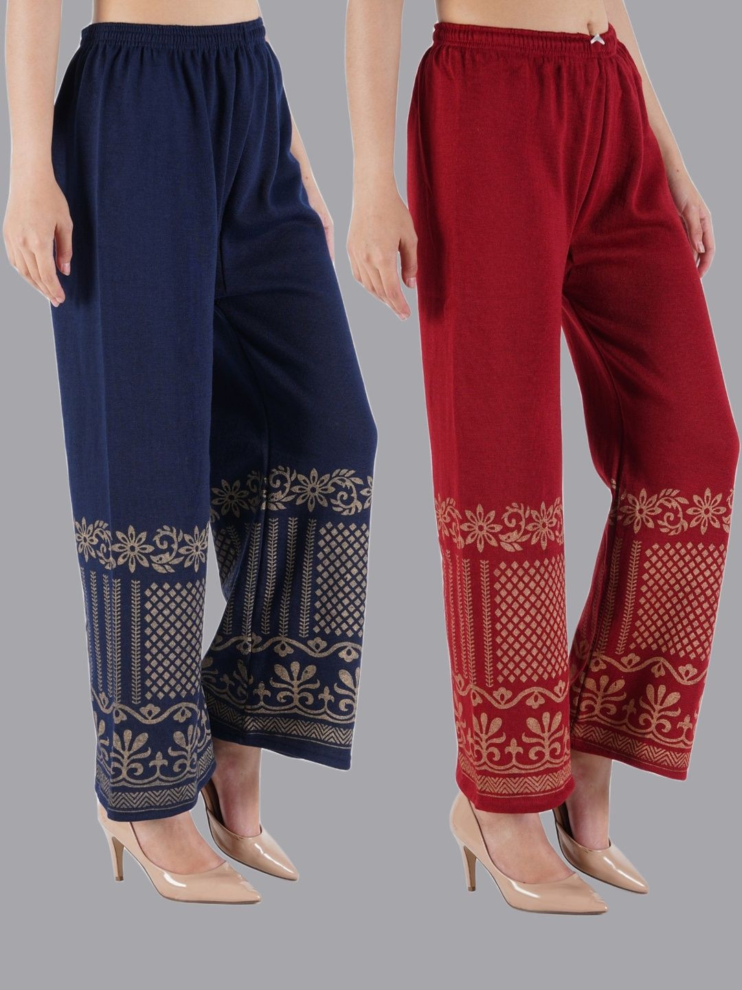 CROWN KING Women Printed Easy Wash Trousers
