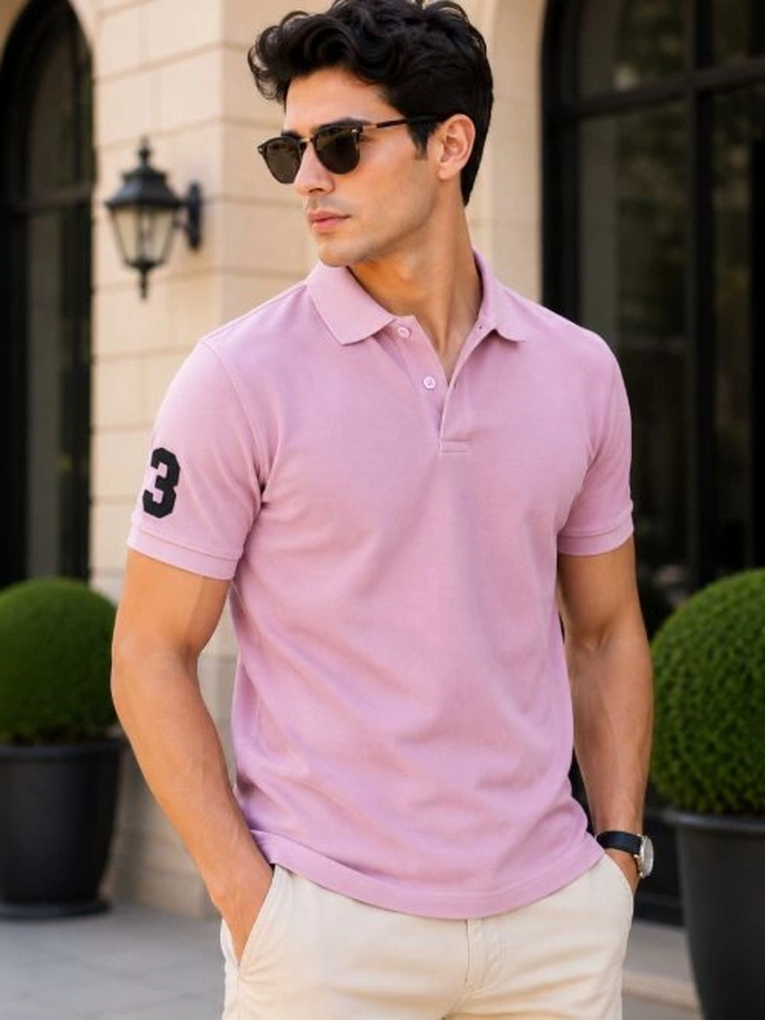 Badlook Men Brand Logo Polo Collar T-shirt