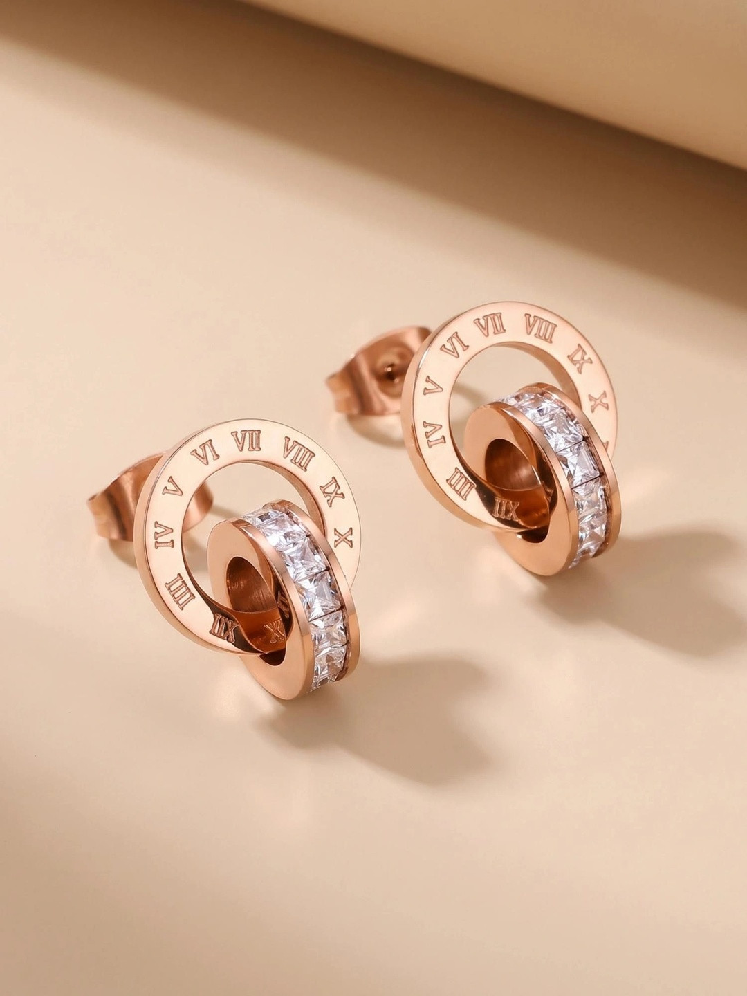 MYKI Rose Gold-Plated Contemporary Studs Earrings