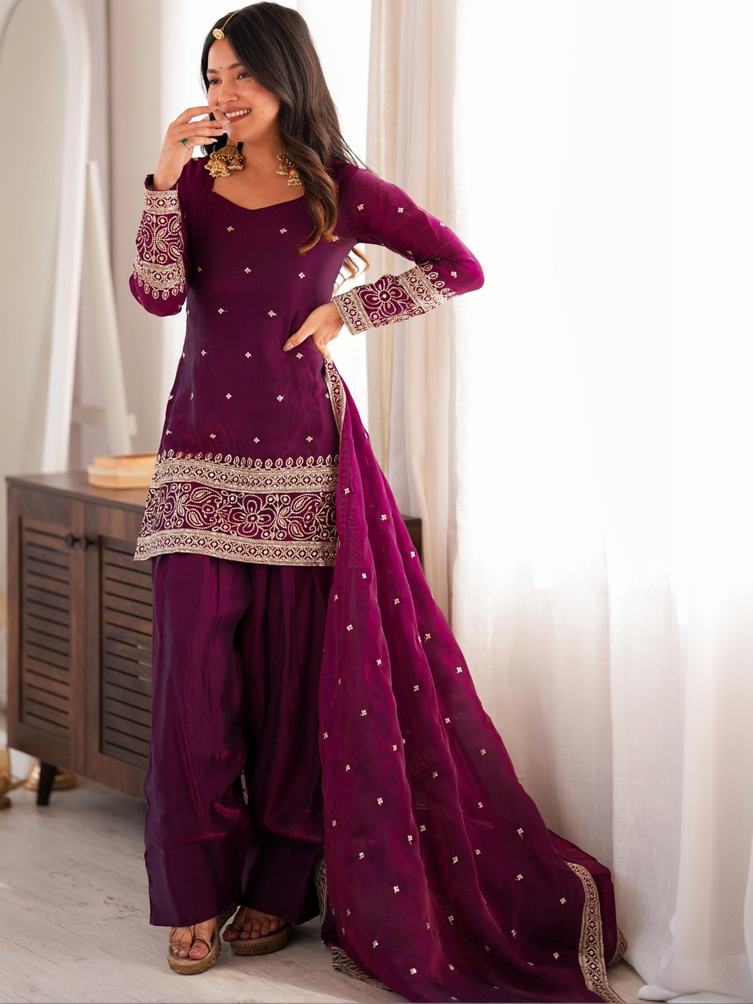 all about you Women Ethnic Motifs Embroidered Regular Kurta with Patiala & With Dupatta