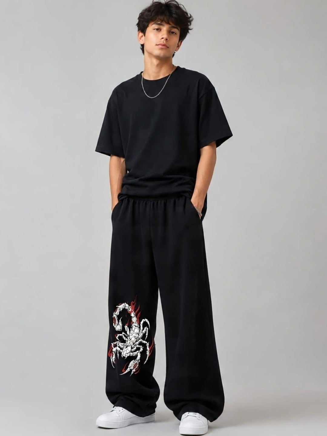 Pixel Punk Boys Baggy Graphic Print Track Pants