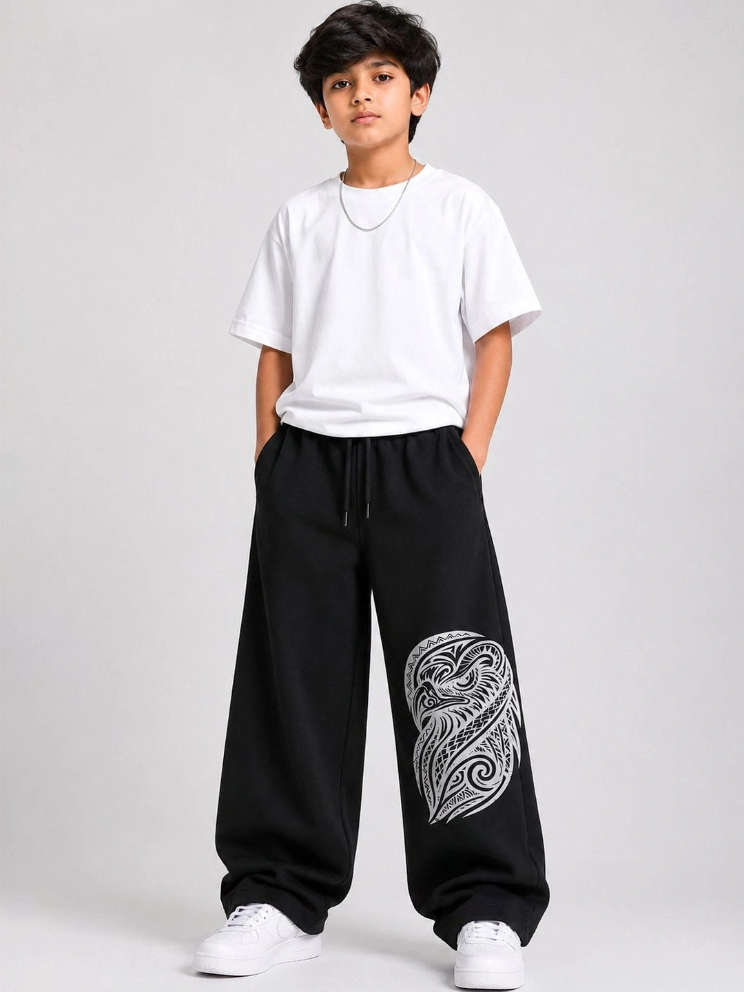Pixel Punk Boys Baggy Graphic Print Track Pants