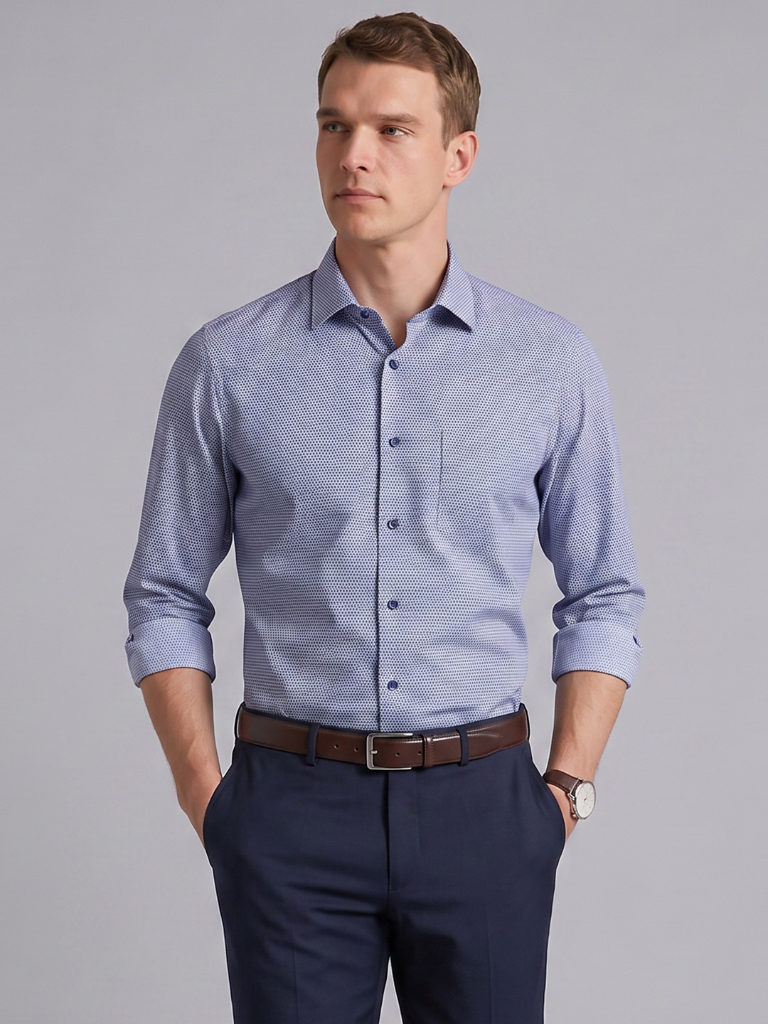 Blackberrys Geometric Printed Pure Cotton Formal Shirt