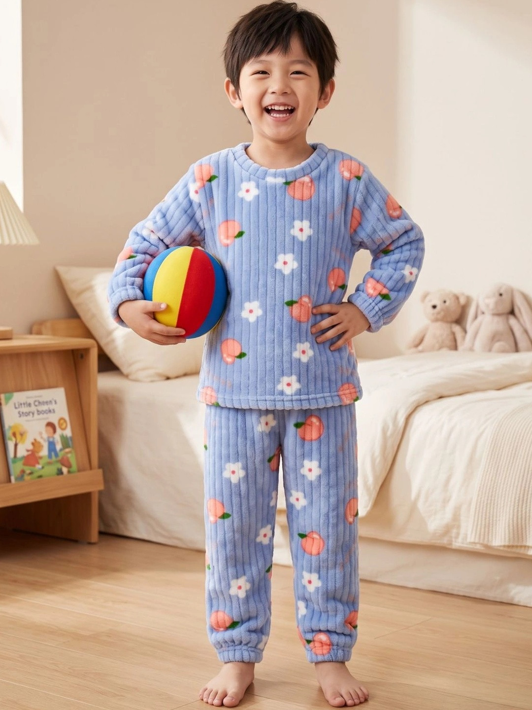 Lugo Boys Blue Printed Full Sleeve Top & Pyjama Set