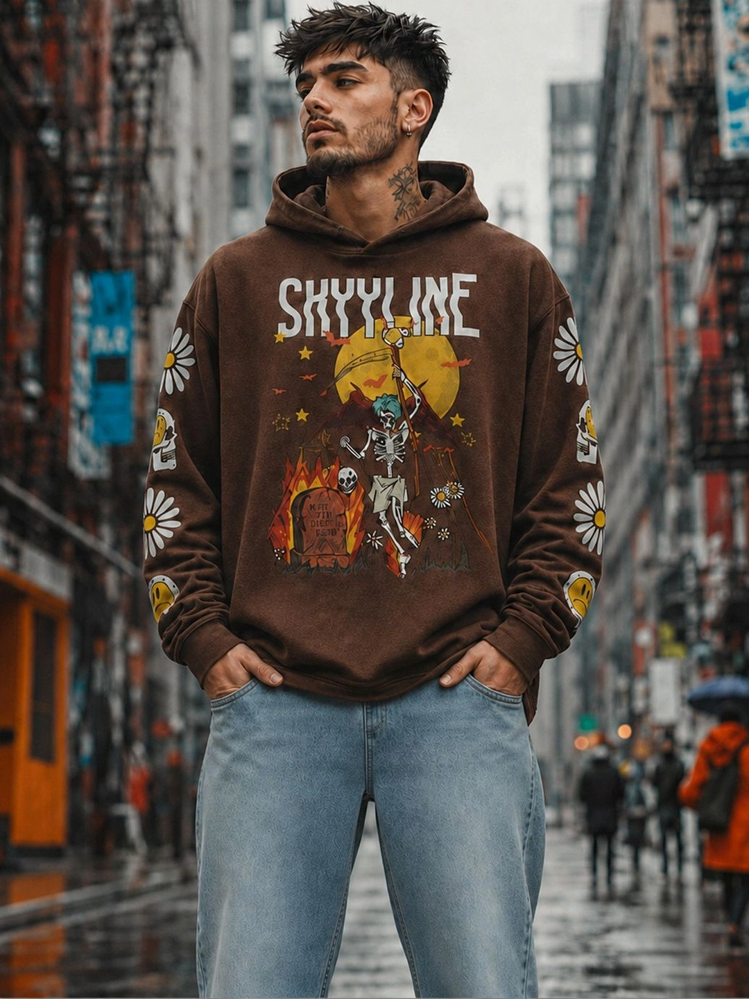 Force Men Printed Hooded Sweatshirt