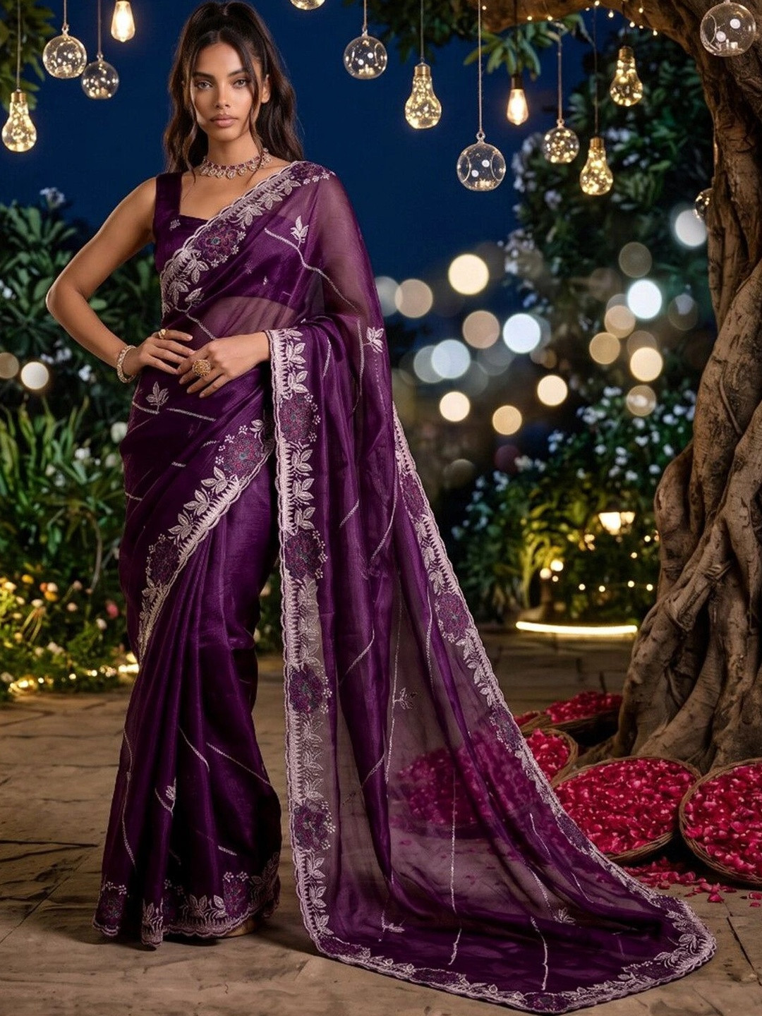 SAARA Embellished Embroidered Saree