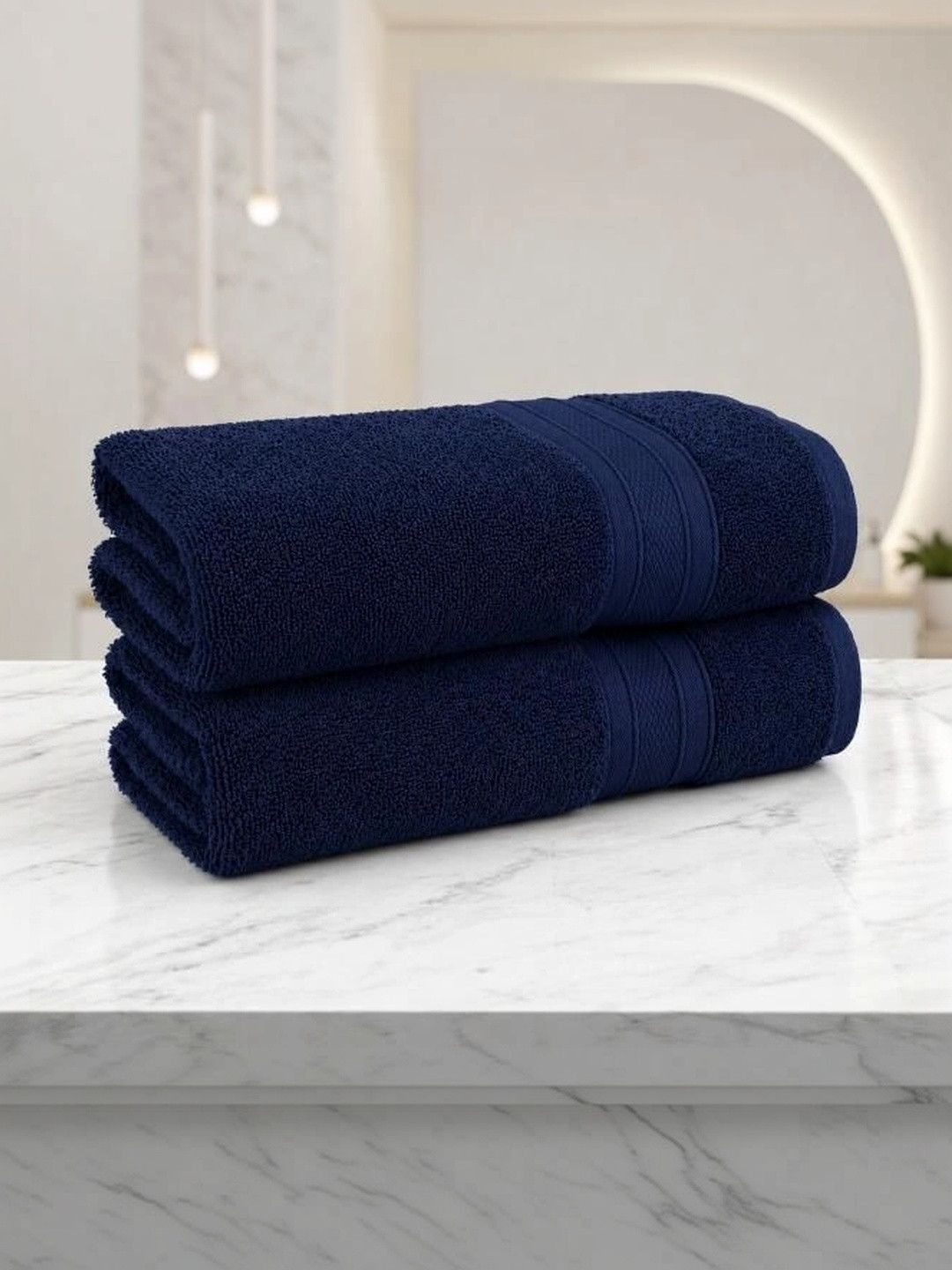 DEMARK Navy Blue & Blue 1 Terry Cotton 480 GSM Bath Towel