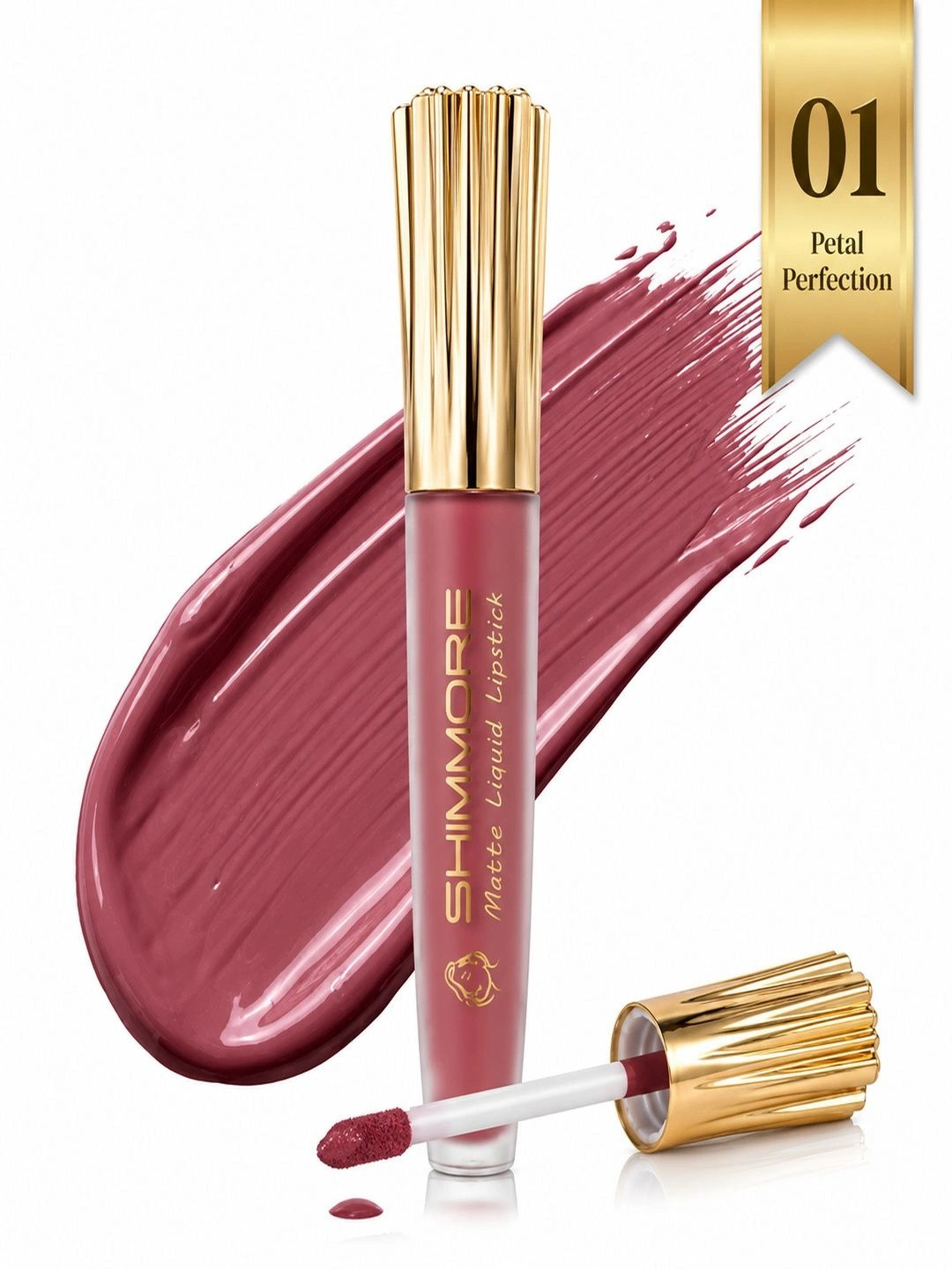 SHIMMORE Non Transfer Velvet Matte Liquid Lipstick - 4.5 ml - Petal Perfection - 01