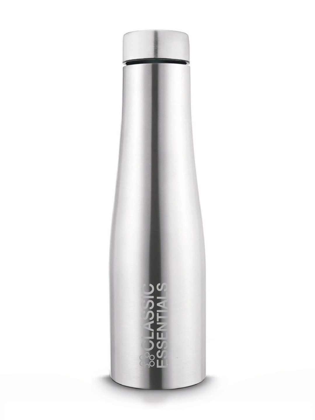 Classic Essentials Silver Brand Logo Stainless Steel Single Wall Vacuum Water Bottle - 1L