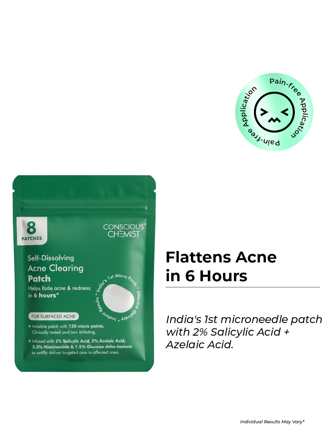 Conscious Chemist Self Dissolving Acne Microneedle Patches With 2% Salicylic Acid -10 g
