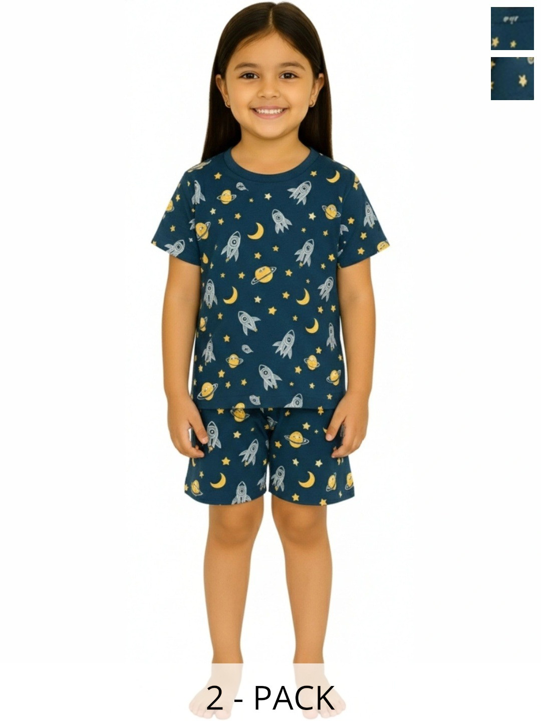 BURBN Girls Conversational Printed Pure Cotton Night suit