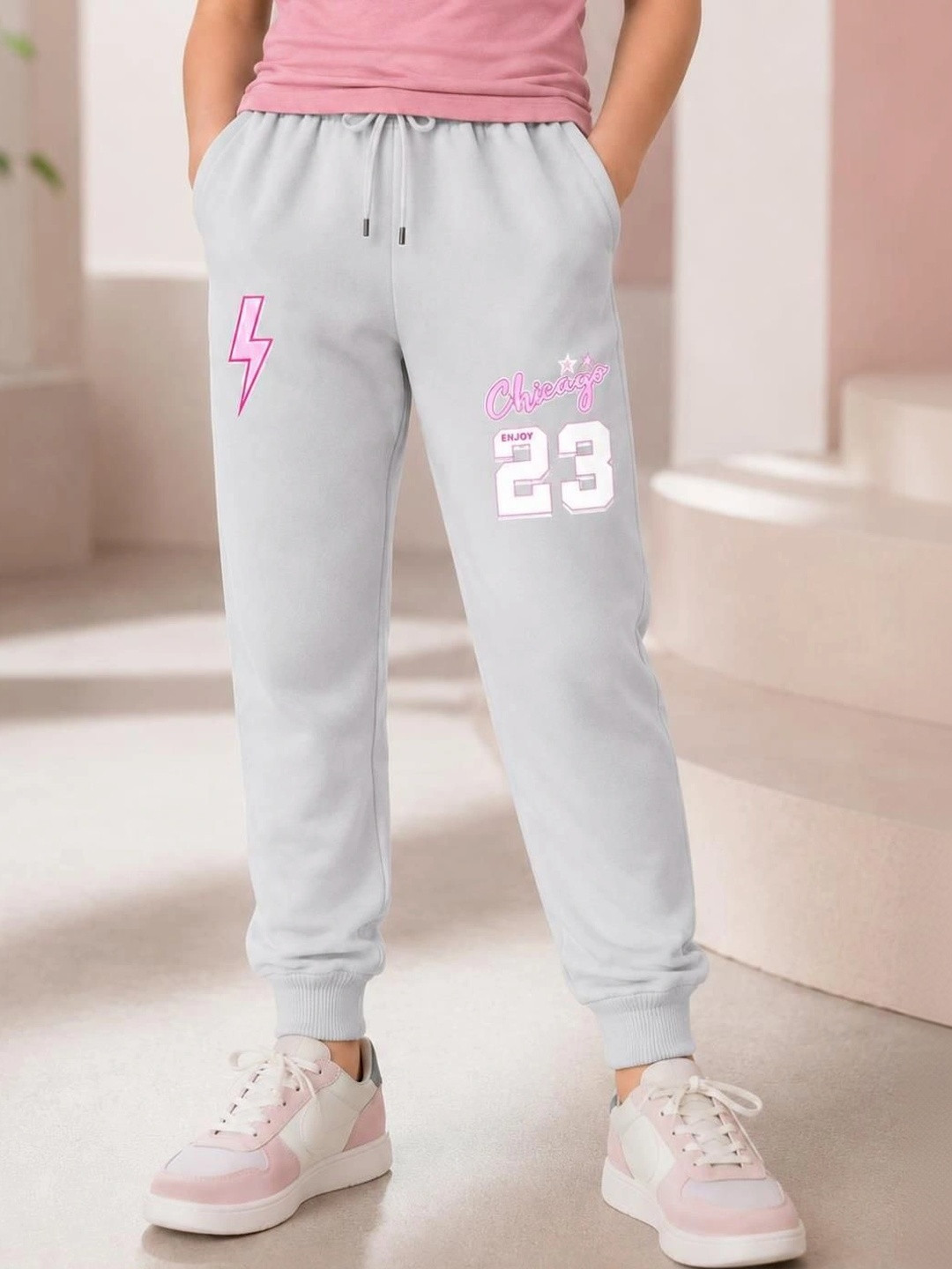 NUSYL Girls Regular Fit Brand Logo Training Joggers
