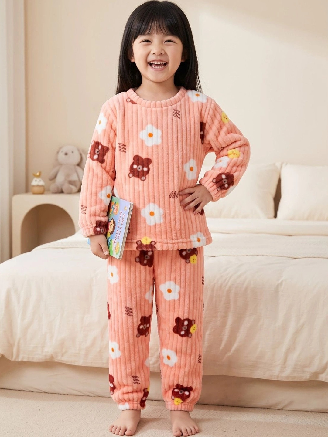 Lugo Boys White Printed Full Sleeve Top & Pyjama Set