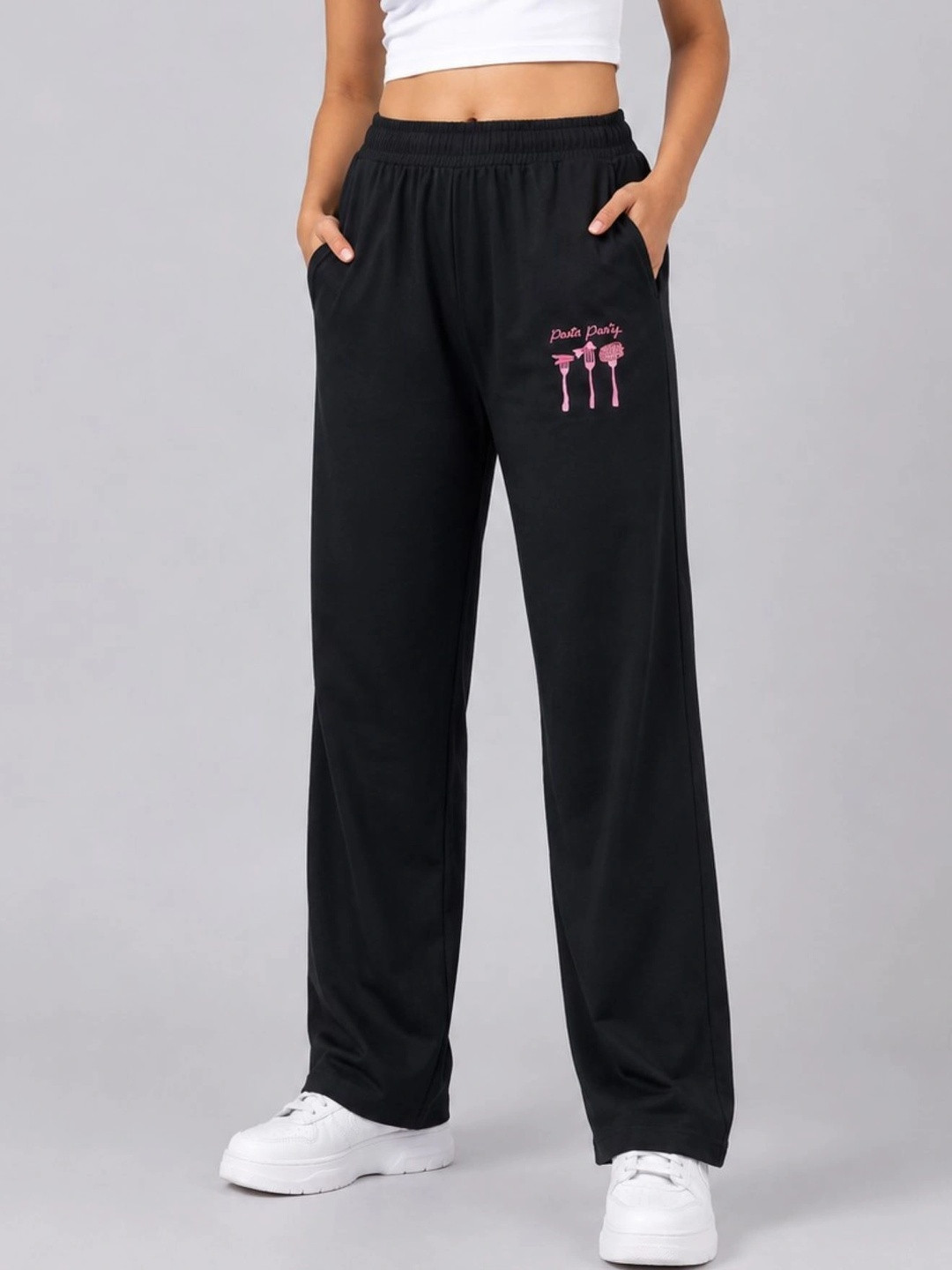 SUGNAA Women Regular Fit Typography Track Pants