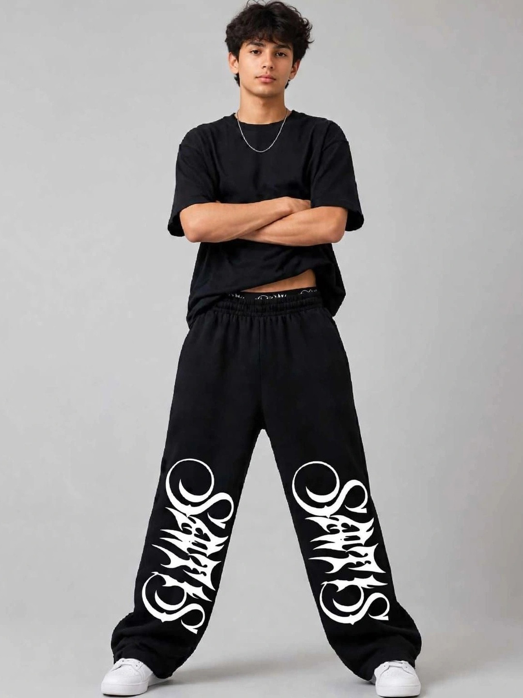 BAESD Boys Baggy Typography Training Track Pants